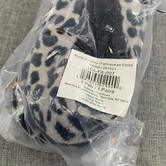 New Isaac Mizrahi New York Cozy Soft House Slippers Leopard‎ Print Medium Black - Picture 5 of 11